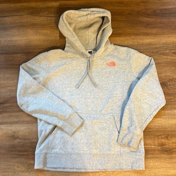 The North Face Women’s Pullover Hoodie Sweatshirt Gray Small Orange Logo - Picture 5 of 7